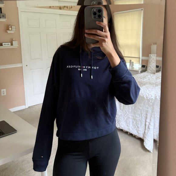 Tommy Hilfiger Navy Blue Hoodie with Logo Medium - Picture 1 of 9